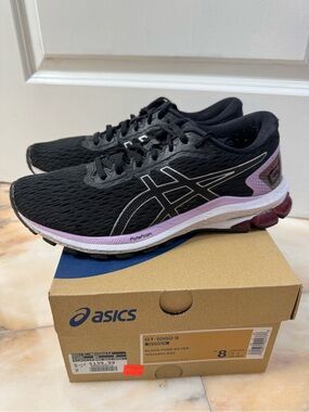 Asics Women's Black Running Shoes with Pink Accent